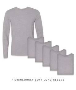 T-Shirts>Nayked Apparel Men'S 6Pk Ridiculously Soft Long Sleeve 100% Cotton T-Shirt
