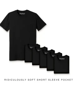 T-Shirts>Nayked Apparel Men'S 6Pk Ridiculously Soft 100% Cotton Pocket T-Shirt