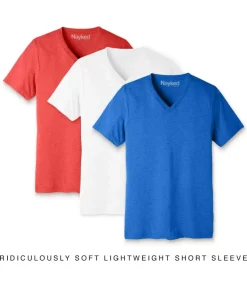 Shirts>Nayked Apparel Men'S 3Pk Ridiculously Soft Lightweight V-Neck T-Shirt Favorites