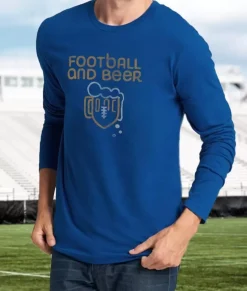 T-Shirts>Nayked Apparel Men'S Ridiculously Soft Cotton Long Sleeve Graphic Tee | Football And Beer