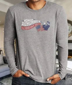 Shirts>Nayked Apparel Men'S Ridiculously Soft Lightweight Long Sleeve Graphic Crew Shirt | Honor And Remember