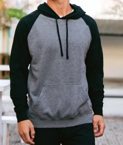 Hoodies & Sweatshirts>Nayked Apparel Men'S Ridiculously Soft Midweight Raglan Colorblocked Hooded Sweatshirt