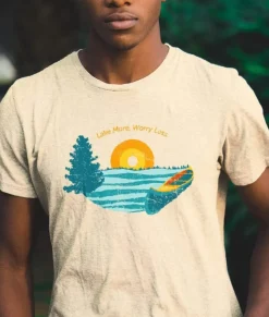 T-Shirts>Nayked Apparel Men'S Ridiculously Soft Midweight Graphic Tee | Lake More Worry Less