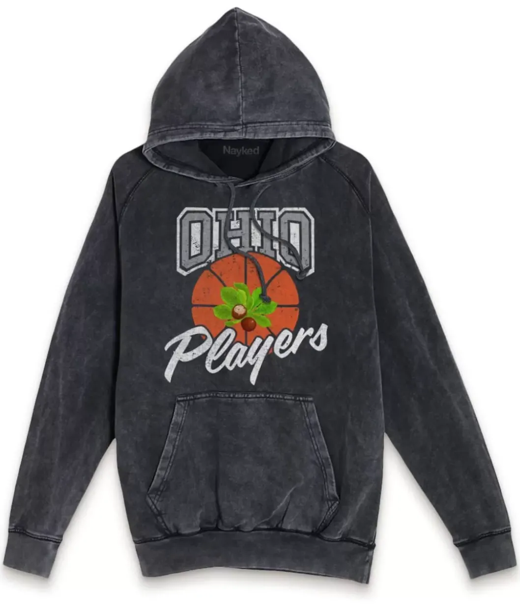 Hoodies & Sweatshirts>Nayked Apparel Men'S Vintage Raglan Graphic Hoodie | Ohio Players (Buckeye Leaf) Vintage Black
