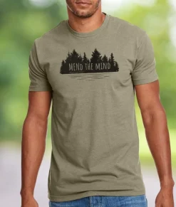 Shirts>Nayked Apparel Ridiculously Soft Crew Neck Graphic T-Shirt | Mend The Mind-Treeline And Lake Graphic