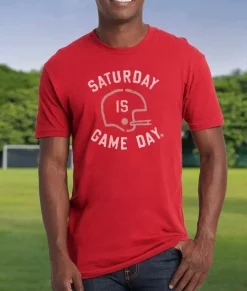 T-Shirts>Nayked Apparel Ridiculously Soft Saturday Is Game Day Graphic Short Sleeve Crew Neck T-Shirt