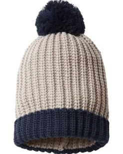 Accessories>Nayked Apparel Soft Chunky Knit Two-Tone Hat With Pom Pom And Solid Color Beanie With Pom Pom And Cuff