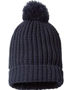 Accessories>Nayked Apparel Soft Chunky Knit Two-Tone Hat With Pom Pom And Solid Color Beanie With Pom Pom And Cuff