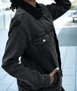 Shirts>Nayked Apparel Unisex Soft Sherpa Lined Vintage Denim Jacket