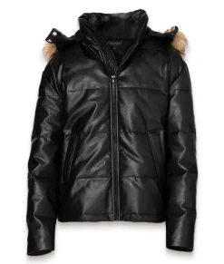 Shirts>Nayked Apparel Vegan Leather Recycled Puffer Jacket Black Vegan Leather