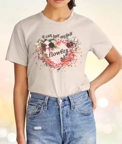 Tops>Nayked Apparel Women'S Ridiculously Soft Oversized Sueded Graphic T-Shirt | I Can Buy Myself Flowers
