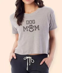 T-Shirts>Nayked Apparel Women'S Ridiculously Soft Vintage Crop Graphic Tee | Dog Mom