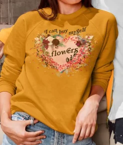 Tops>Nayked Apparel Women'S Ridiculously Soft Oversized Graphic Fleece Pullover | I Can Buy Myself Flowers