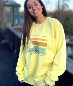 Tops>Nayked Apparel Women'S Ridiculously Soft Oversized Pigment-Dyed Graphic Sweatshirt | Sailboat Pigment Yellow