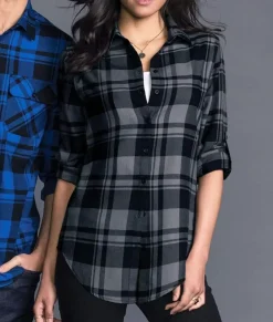 Tops>Nayked Apparel Women'S Ridiculously Soft Plaid Flannel Tunic Shirt