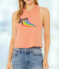 Tops>Nayked Apparel Women'S Ridiculously Soft Cropped Graphic Racerback Tank | Love