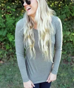 Tops>Nayked Apparel Women'S Ridiculously Soft Lightweight Long Sleeve Scoop-Neck T-Shirt