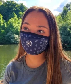 Accessories>Nayked Apparel Women'S Ridiculously Soft Bandana Print 2-Layer Face Mask With Adjustable Ear Loops Navy
