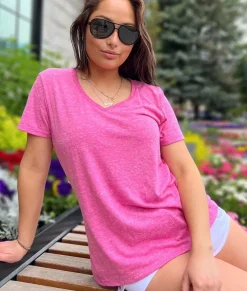 Athleisure>Nayked Apparel Women'S Ridiculously Soft Snow Heather V-Neck T-Shirt