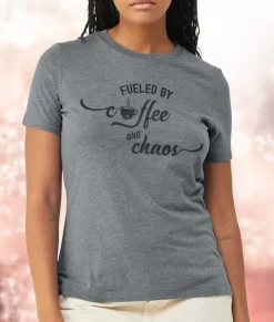 Tops>Nayked Apparel Women'S Ridiculously Soft Midweight Graphic Tee | Fueled By Coffee And Chaos
