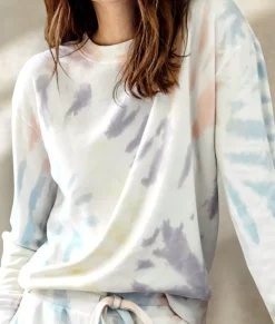 Athleisure>Nayked Apparel Women'S Soft Tie Dye Recycled Washed Terry Pullover Sweatshirt Spectrum Spiral Tie Dye